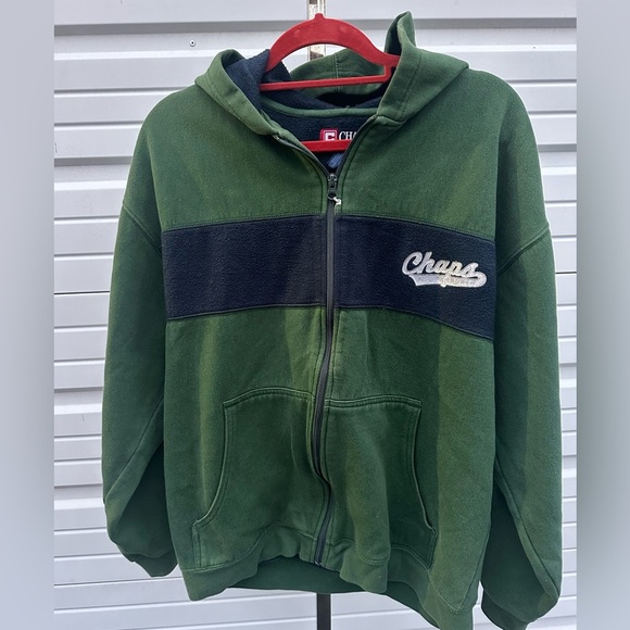 Chaps vintage green men’s full zip hoodie jacket size L - Picture 1 of 6